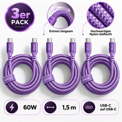 3er pack usb auf - usb-c, usb-c