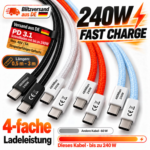 Usb schnellladekabel 240w pd - 240w,