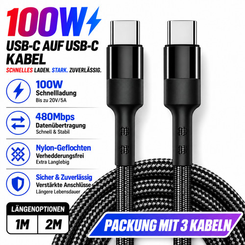 Usb auf ladekabel 1m - c, c